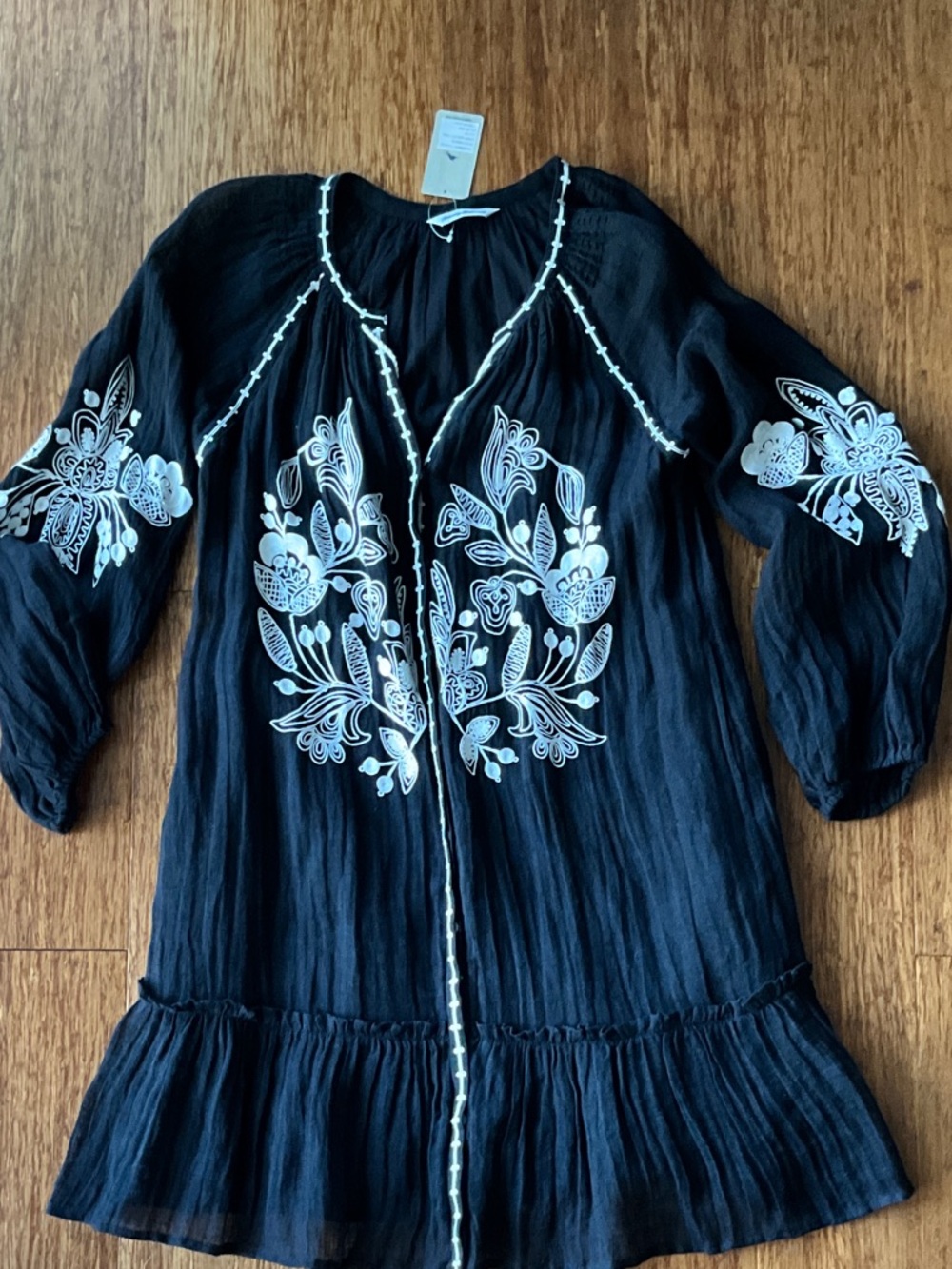Tommy Bahama Black Tunic with White Embroidery